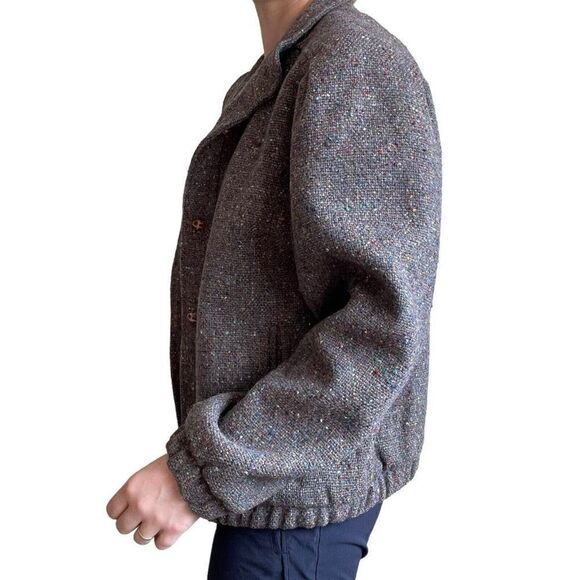Vintage 80s Womens Larry Levine Donegal Rainbow Tweed Bomber Jacket Sz L - Picture 9 of 12
